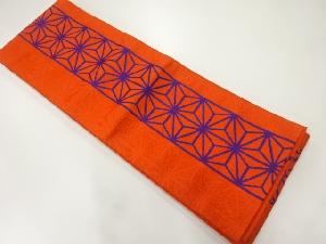 本場筑前博多麻の葉模様織出し半幅帯